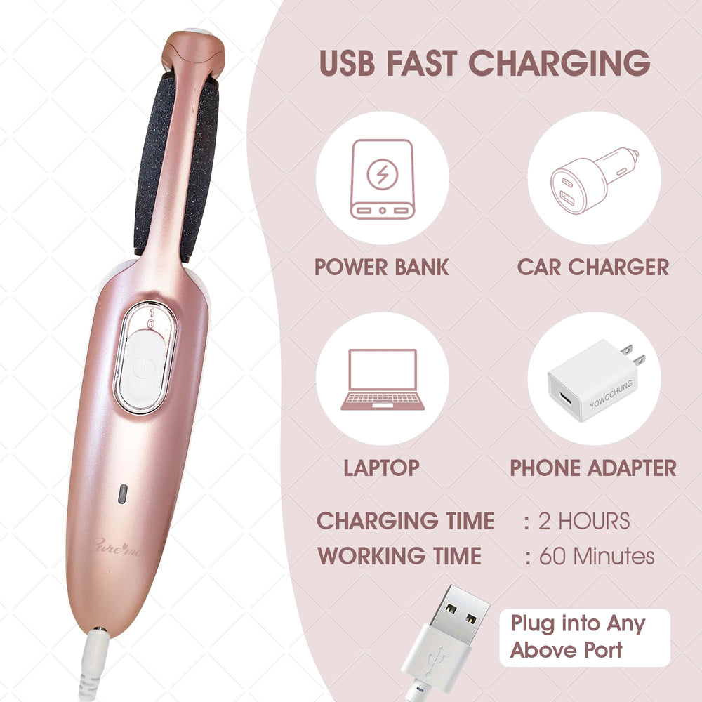Care me LED precision light helps target rough spots during at-home pedicure sessions.