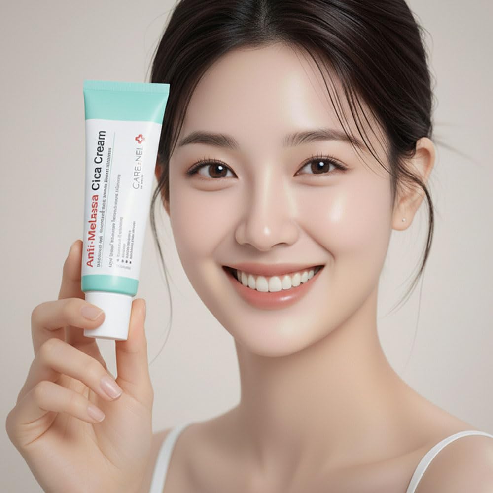 CARE:NEL Melasma Cream front packaging highlights clean Korean formula for radiant skin