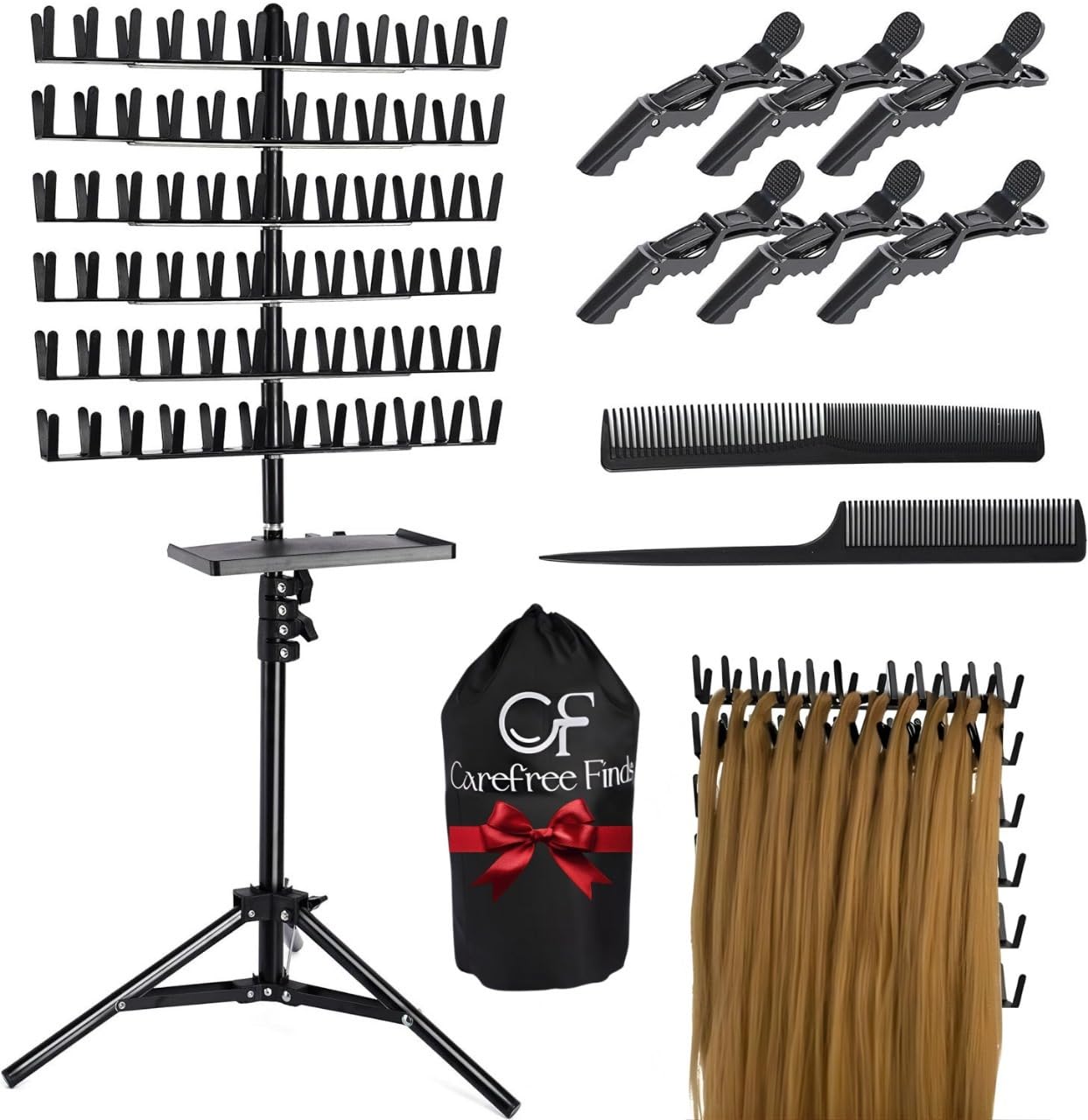 Carefree Finds braiding rack with removable tray keeps tools within reach