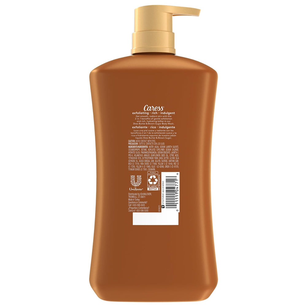Caress body wash in hand demonstrates moisturizing cleansing for soft skin.