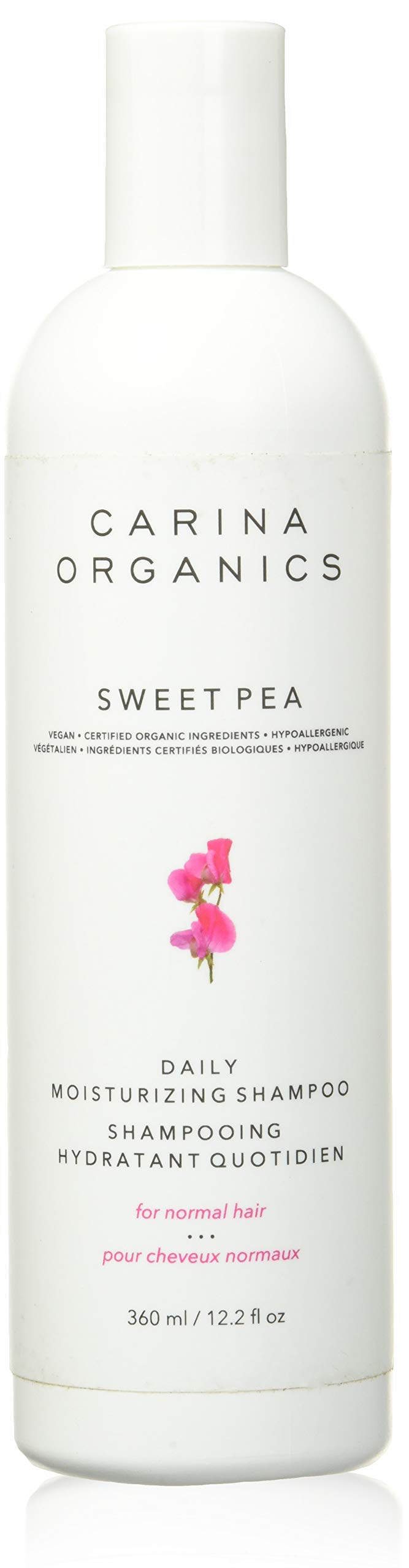 Carina Organics Sweet Pea Shampoo bottle front for daily cleansing