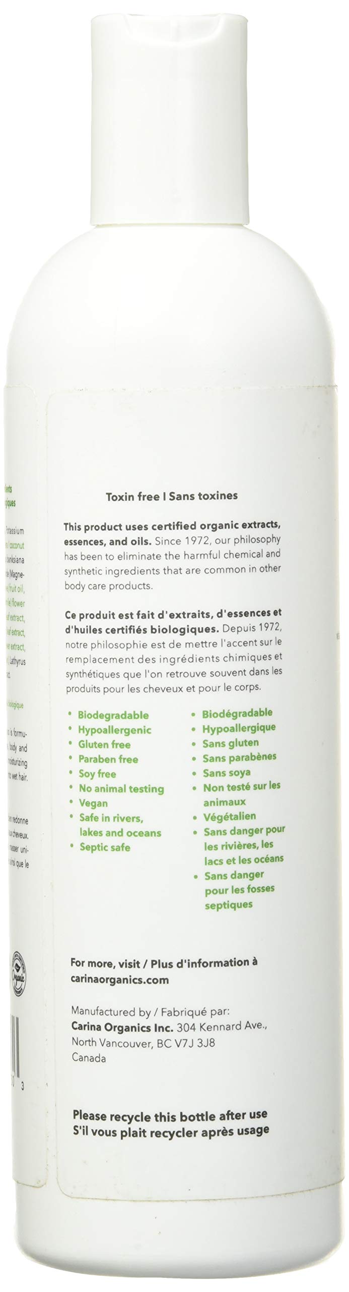 Carina Organics Sweet Pea Shampoo pouring into hand for refreshing scent