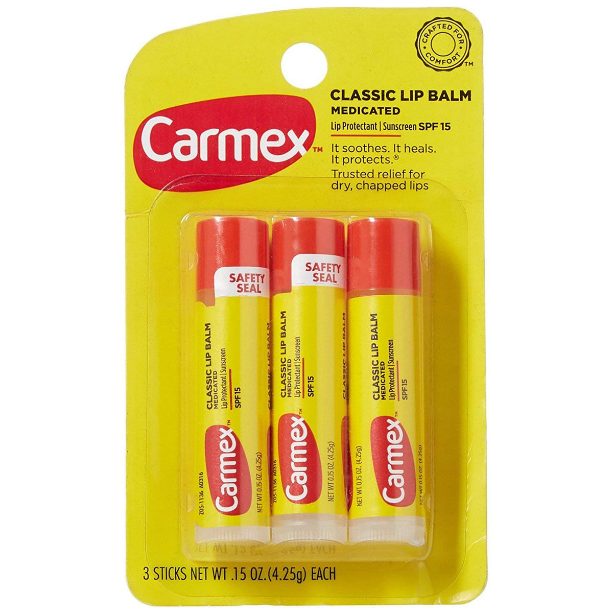 Carmex Classic Lip Balm Original stick close-up for long-lasting moisture