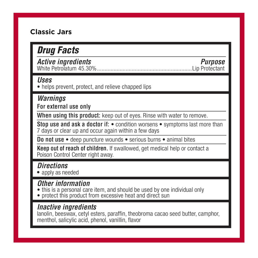 Carmex Classic Medicated Lip Balm Jars Hero presents jar format for deep moisture