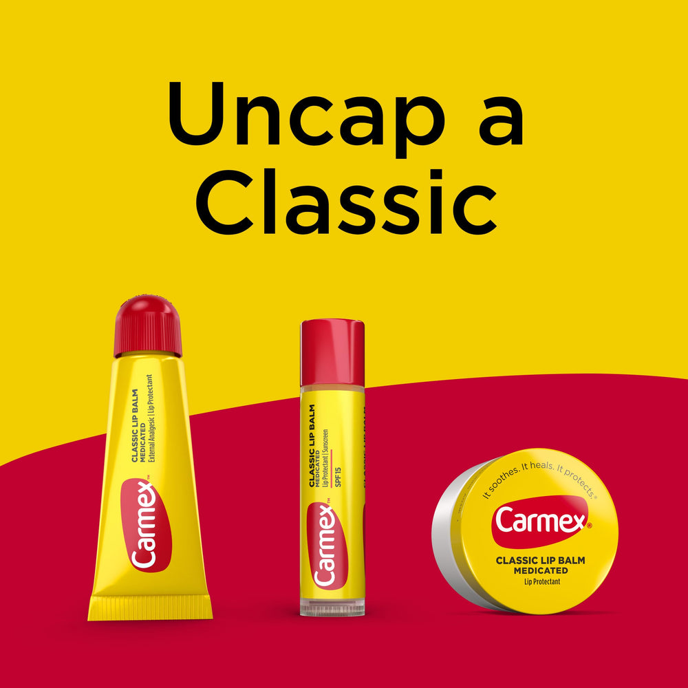 Wind protection with Carmex during winter outdoor activities.