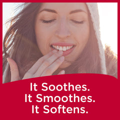 Carmex Daily Care SPF 15 application shows smooth lip protection during sun exposure.