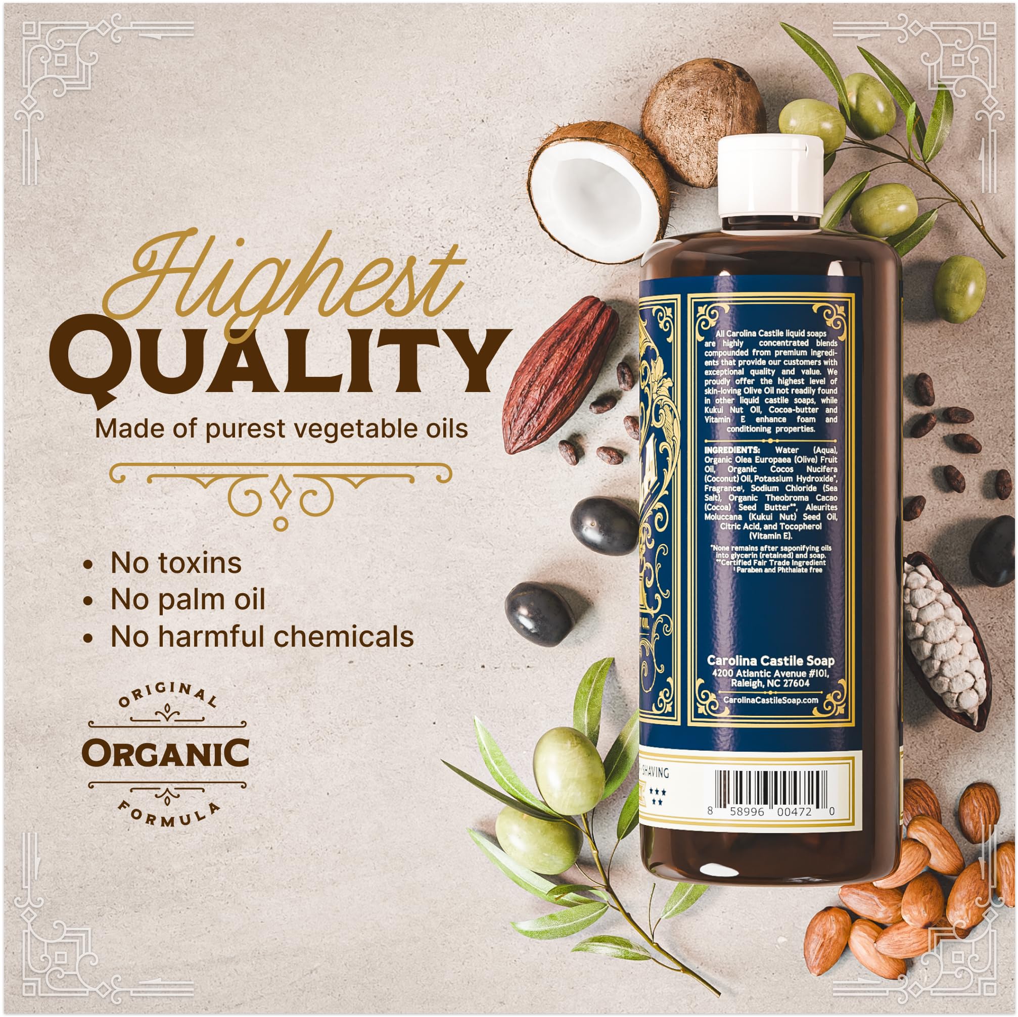 Carolina Castile coconut-oil-cleanse shows hydrating, non-drying support during showers