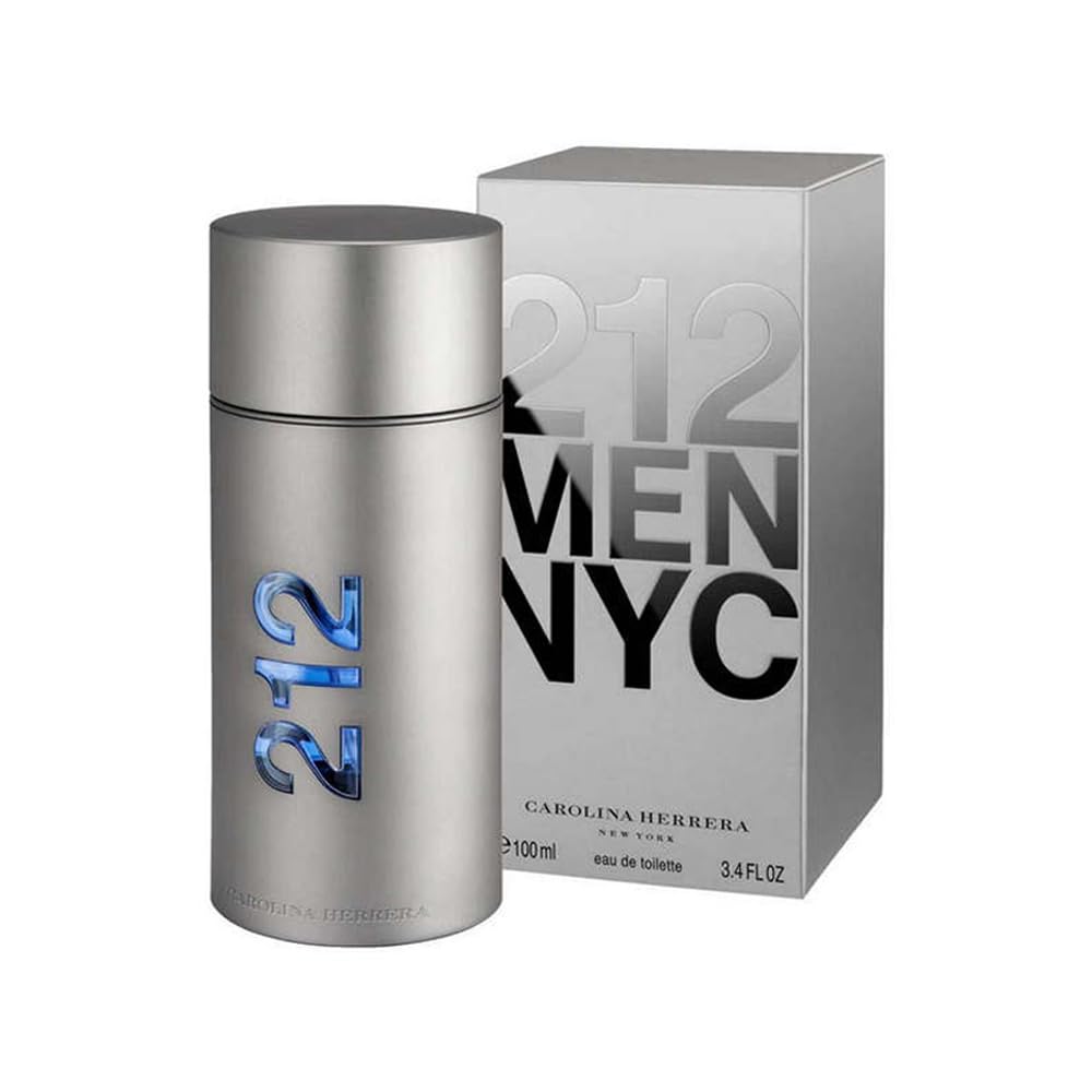 Carolina Herrera 212 For Men bottle front—modern urban scent for daily confidence and office-ready freshness.