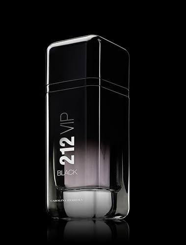 Carolina Herrera 212 VIP Black absinthe closeup highlighting spicy top notes for intrigue.