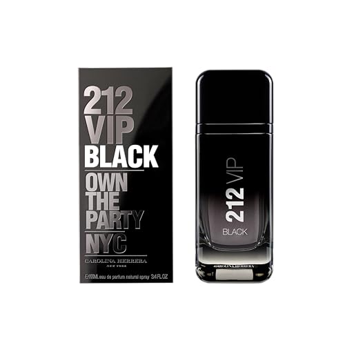 Carolina Herrera 212 VIP Black bottle side view, understated elegance for gatherings