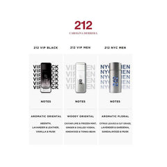 Carolina Herrera 212 VIP bottle side view highlights sleek packaging and premium scent profile.