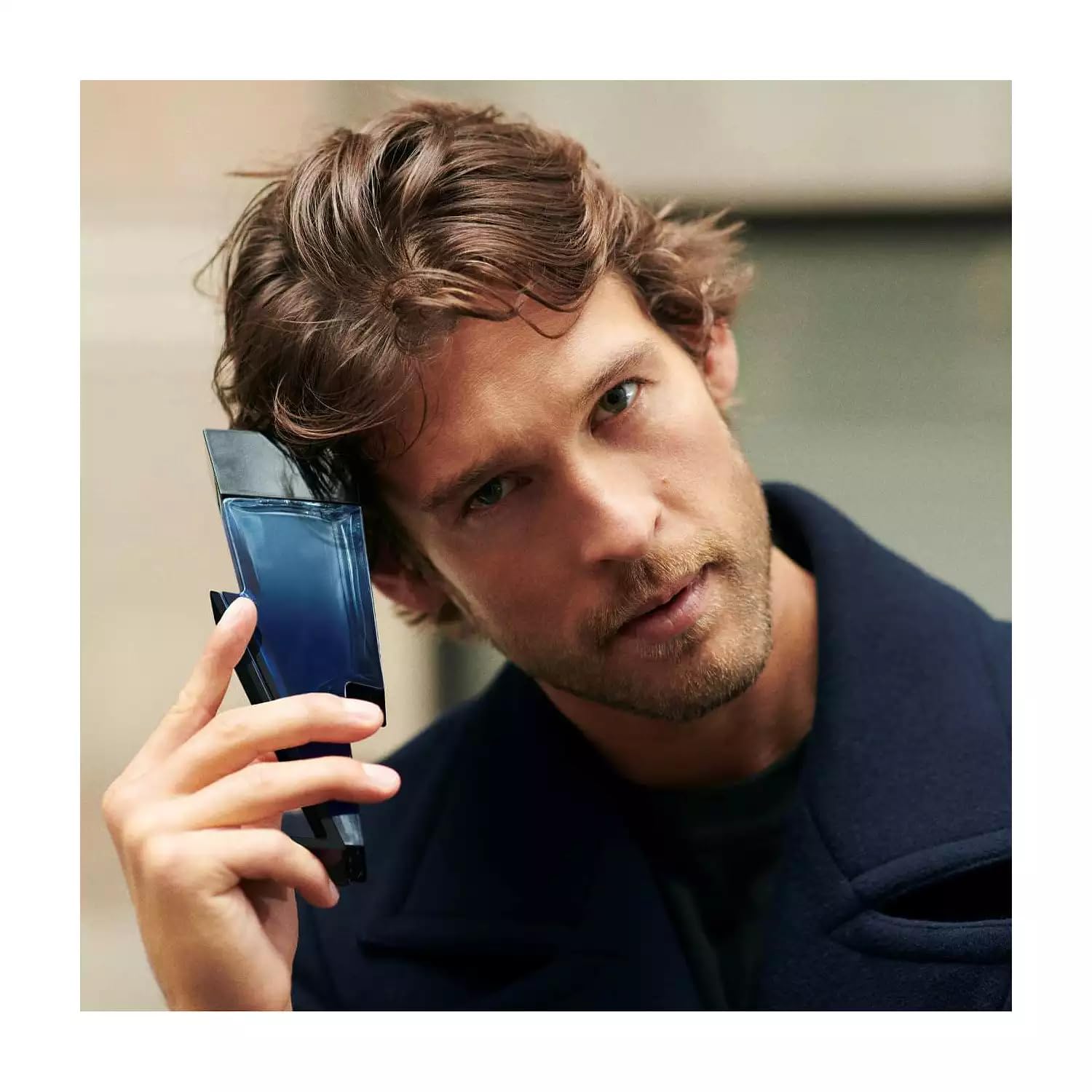 Carolina Herrera Bad Boy Cobalt lifestyle shot suggests day-to-night confidence.