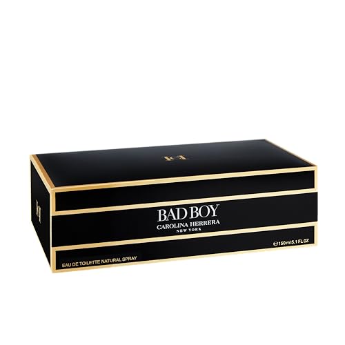 Carolina Herrera Bad Boy EDT spray close-up highlights citrus-pepper aroma.