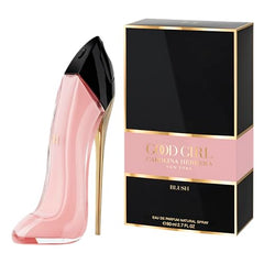 Carolina Herrera Good Girl Blush bottle side view highlights elegant silhouette for evening wear
