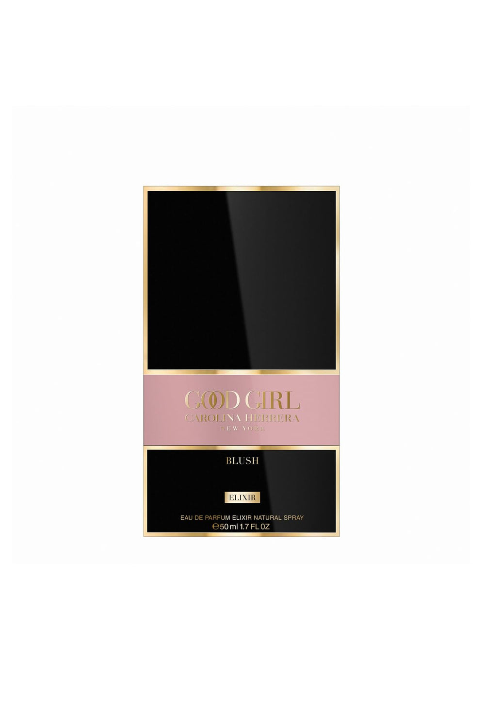 Carolina Herrera Good Girl Blush Elixir label detail emphasizing modern femininity