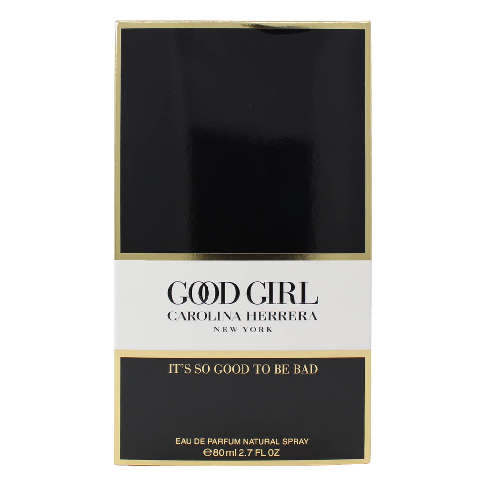 Carolina Herrera Good Girl bottle top gleams, signaling evening glamour and confidence.