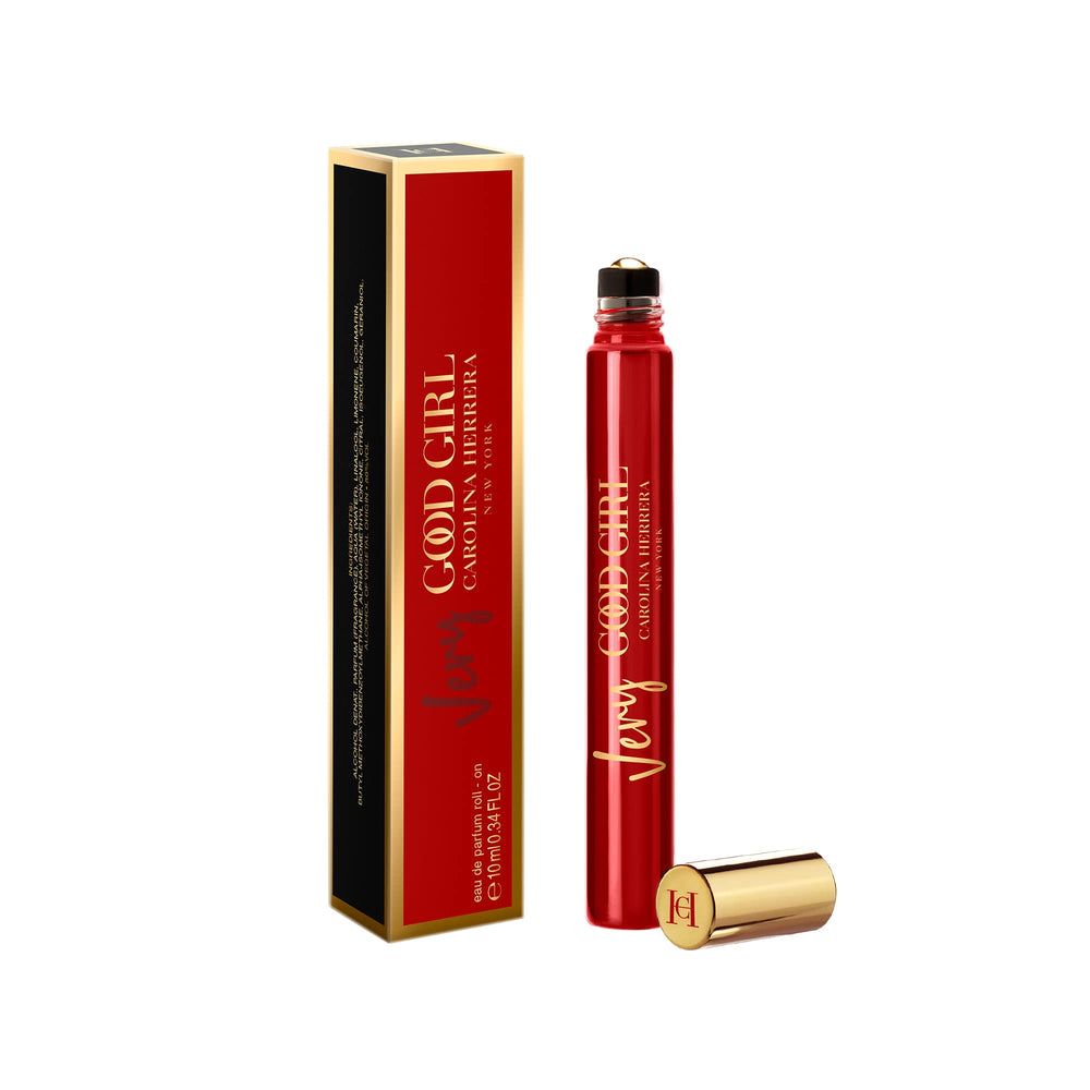 Carolina Herrera Very Good Girl travel spray nozzle close-up for quick, one-handed application.