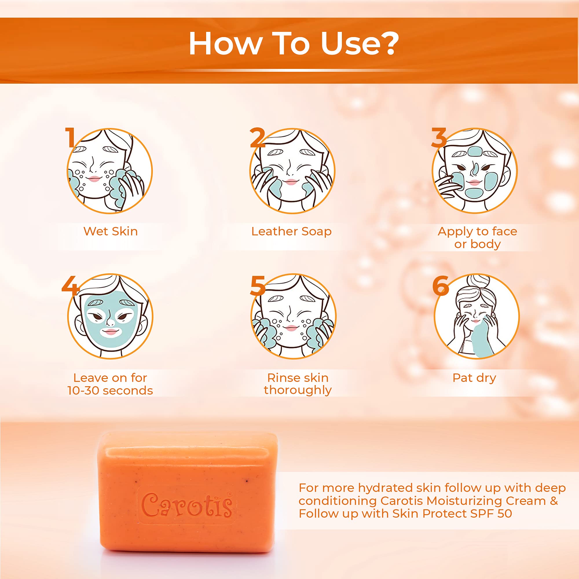 CAROTÏS Exfoliating Soap after cleansing routine image shows hydrated skin