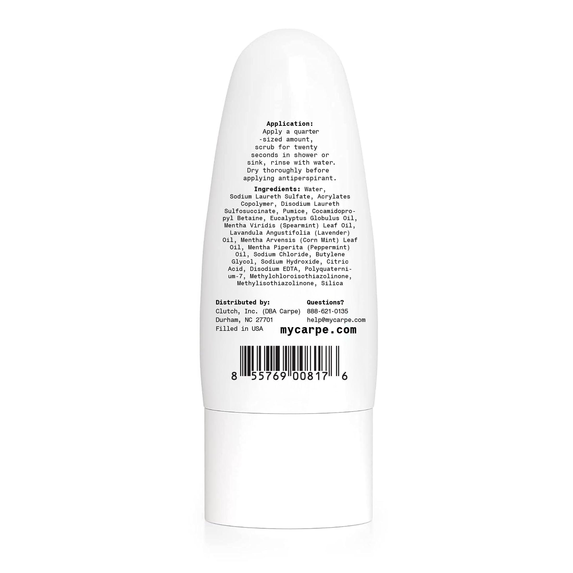 Carpe armpit scrub close-up before deodorant use suggests prep for smoother application.