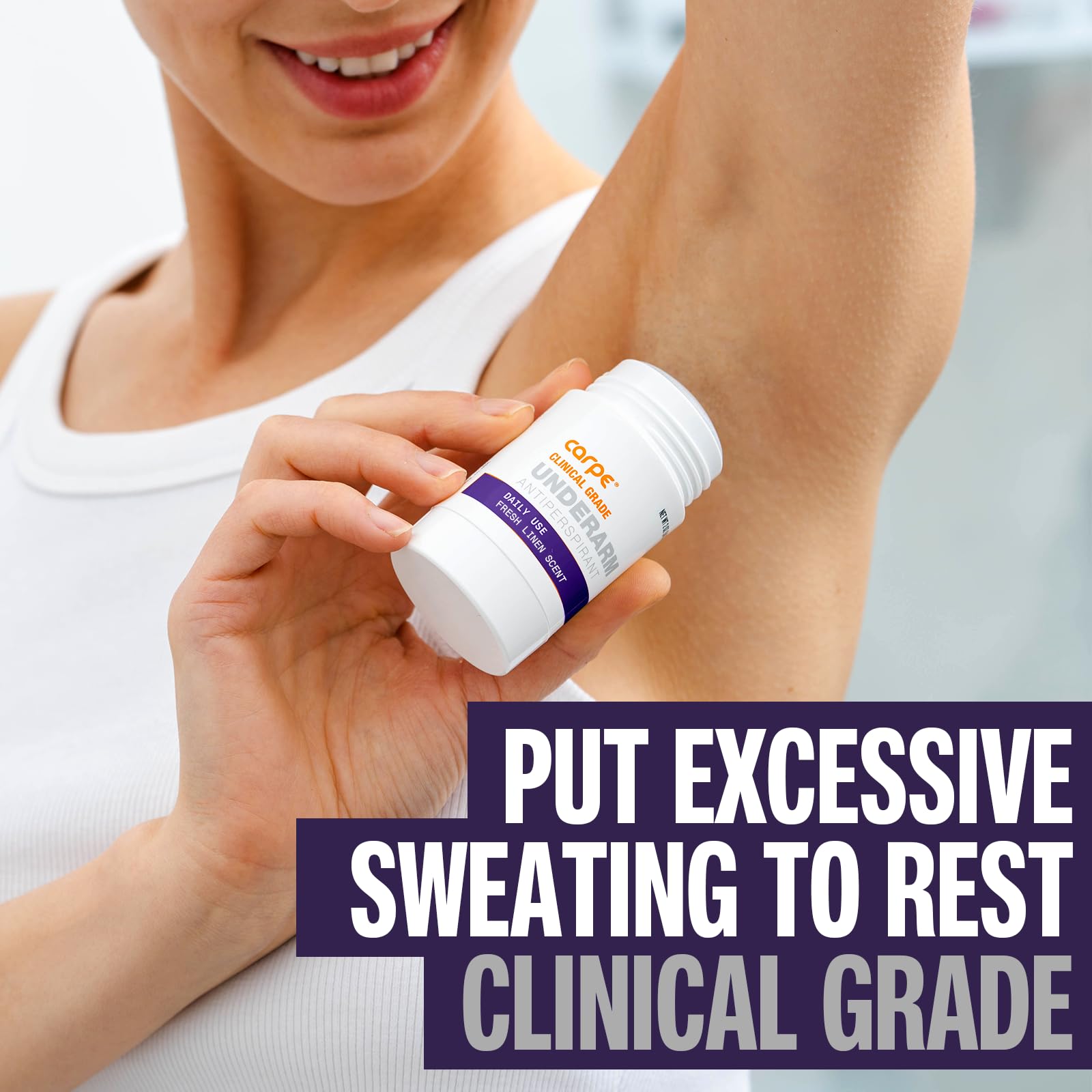 Carpe Clinical Strength twist-action dispenser ready to apply for daily use.