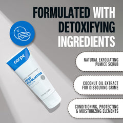 Close-up of Carpe Exfoliating Foot Scrub texture illustrating gentle exfoliation action.
