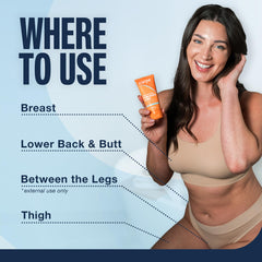 Bikini-zone external-area use demonstrated by Carpe deodorant