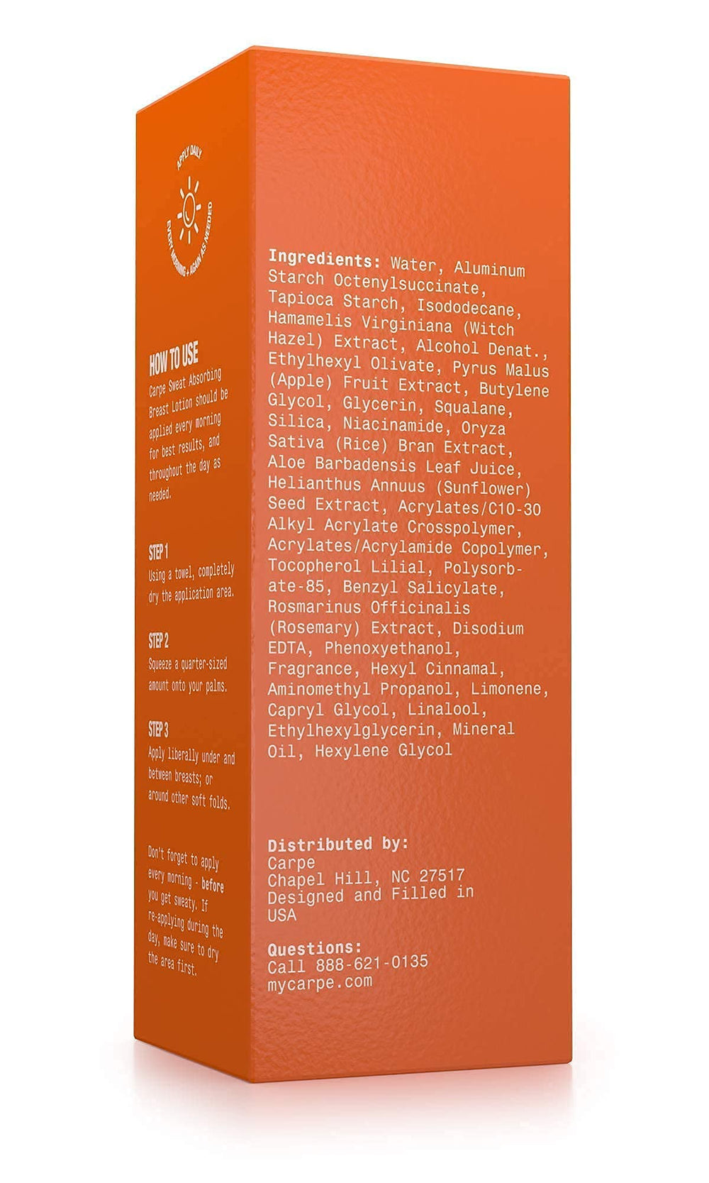 Carpe Sweat Absorbing Breast odor-control action reduces sour smells in skin folds