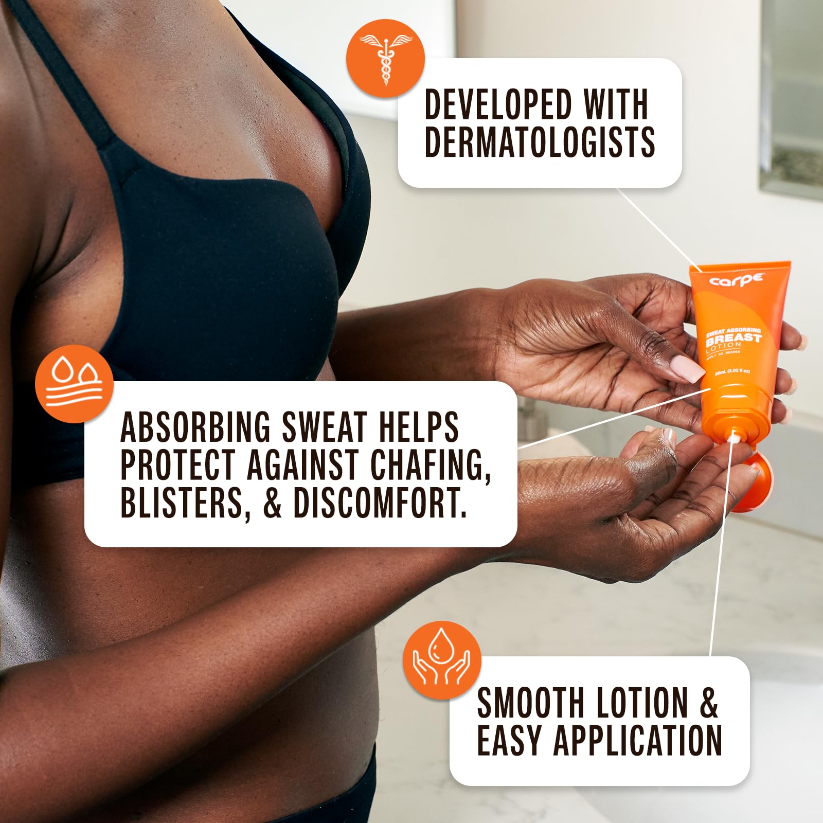 Carpe Sweat Absorbing Breast quick-drying texture helps reduce wetness during wear