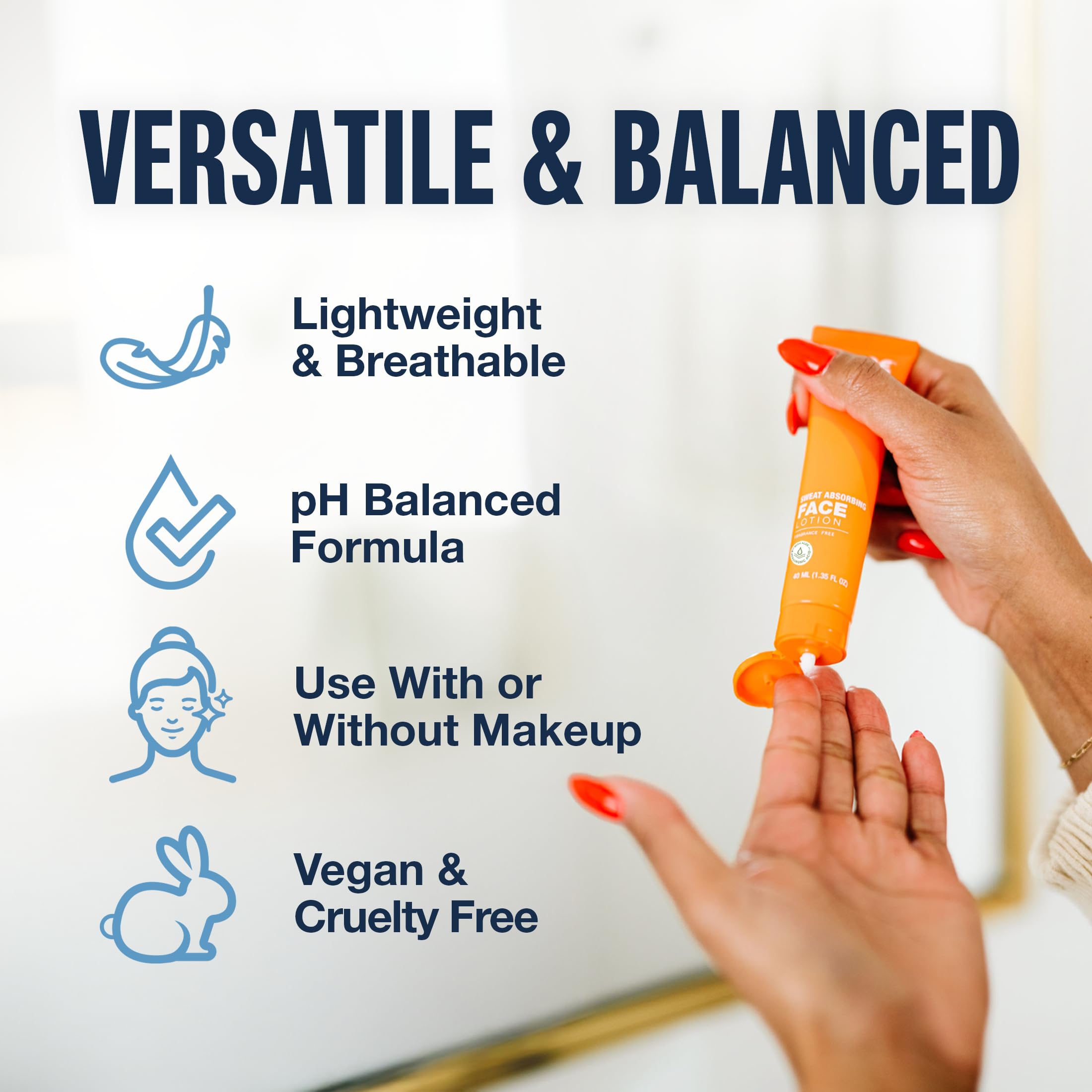 Carpe Sweat Absorbing Face Lotion used outdoors on a hot day to reduce shine.