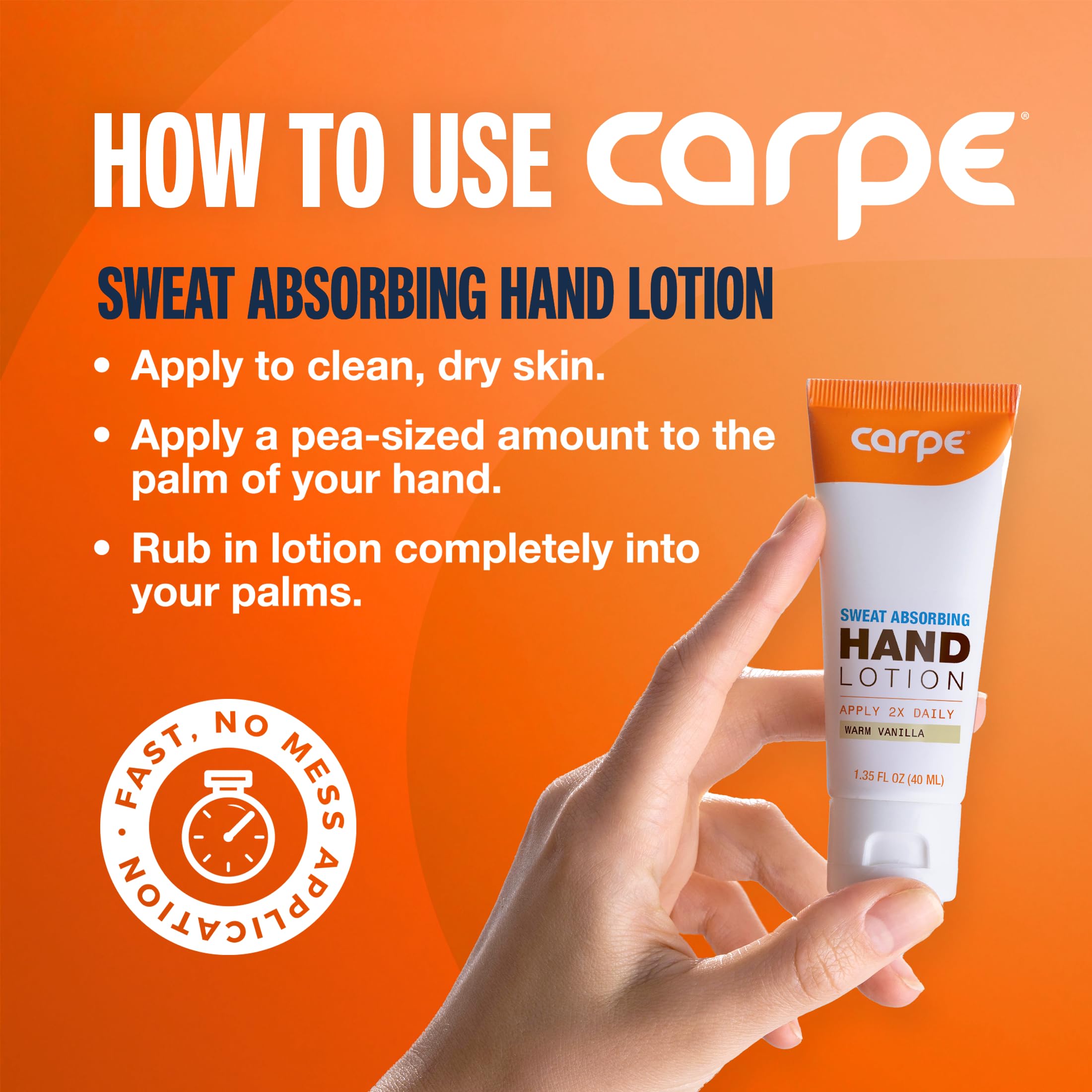 Carpe Sweat Absorbing Hand Lotion night routine scene suggests daily use.