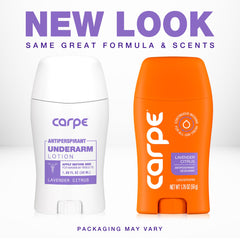 Carpe underarm lotion application close-up highlights bedtime use for better dryness