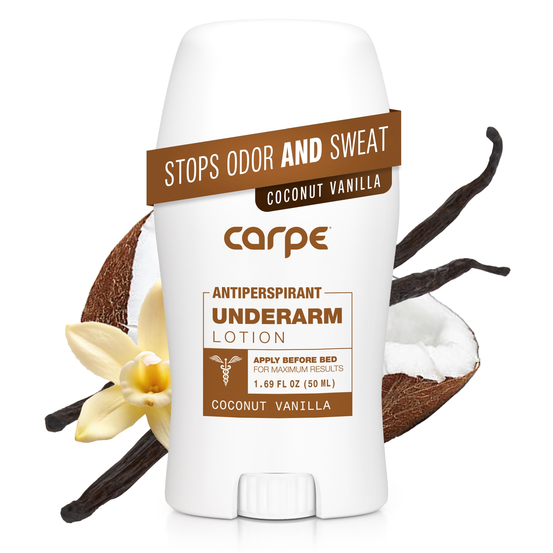 Carpe underarm lotion night application demonstrates a soothing nightly routine for reduced sweat.