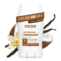 Carpe underarm lotion night application demonstrates a soothing nightly routine for reduced sweat.