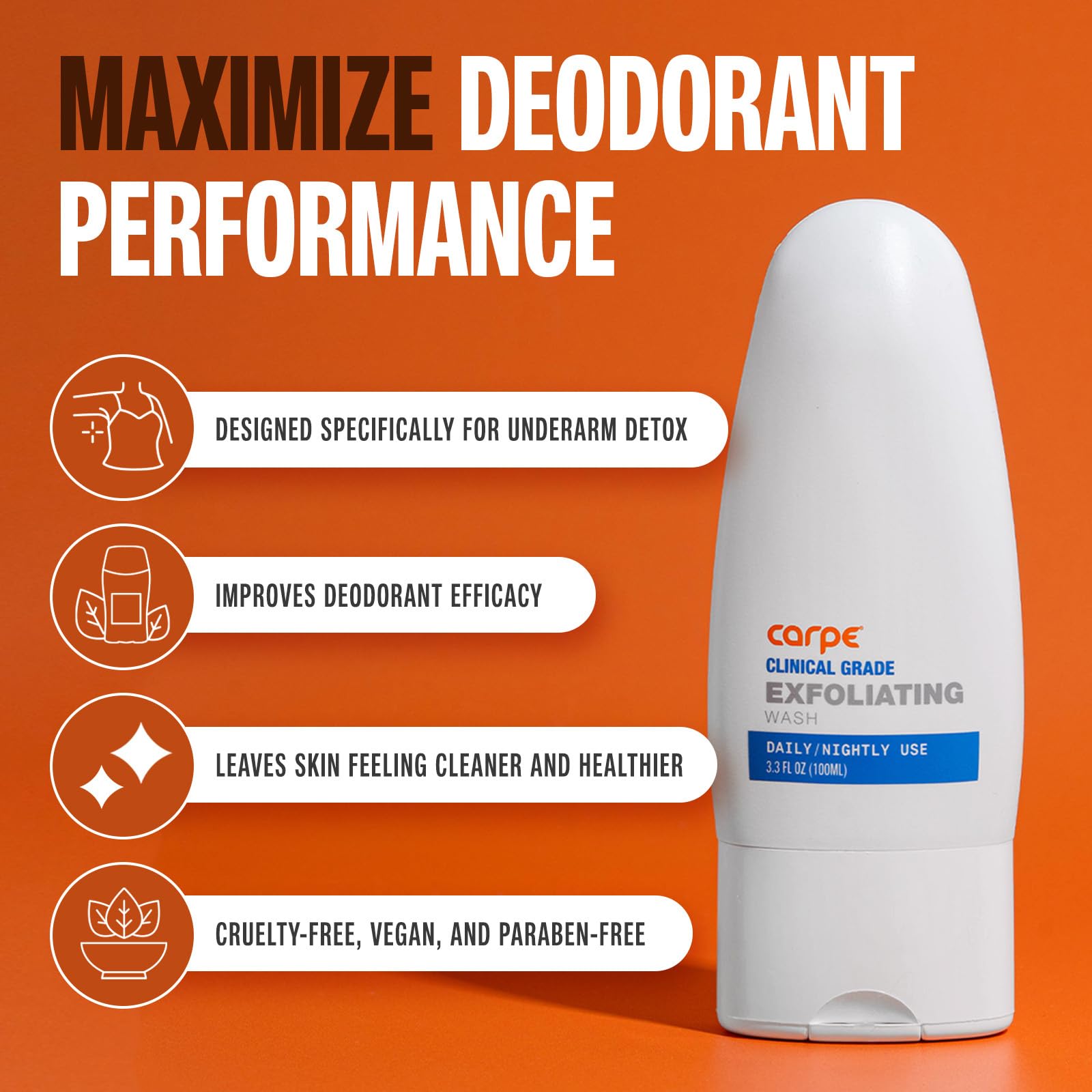 Carpe underarm scrub mint scent bottle indicating refreshing application