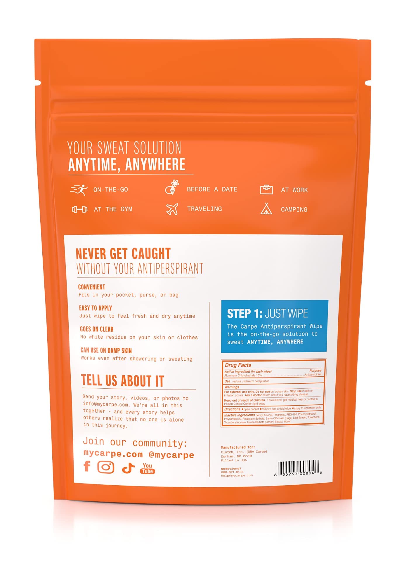Carpe wipes leave a clean, refreshed feel after use.
