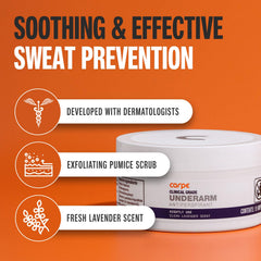 Carpe wipes night-application closeup highlighting pre-bed use for daytime sweat reduction