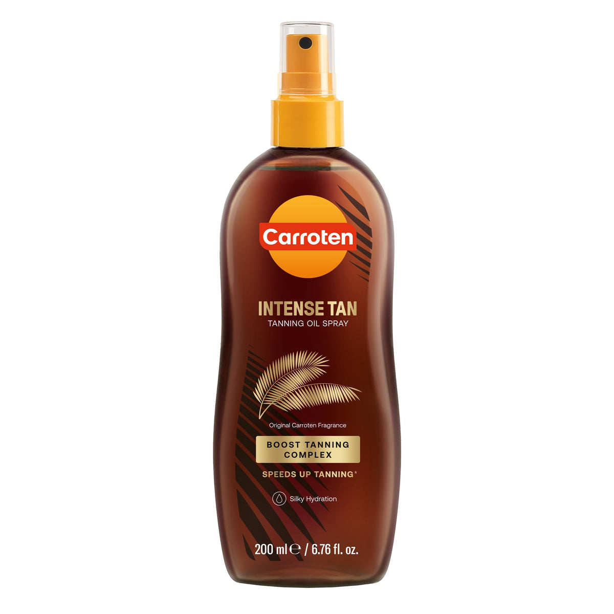 Carroten Natural Tanning Oil bottle top view for easy application.