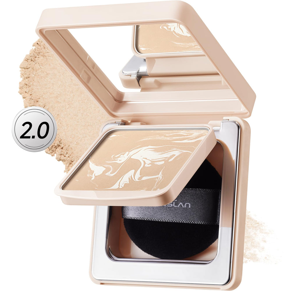 CARSLAN 2.0 black magnet soft-focus powder compact front showing translucent finish for all-day shine control