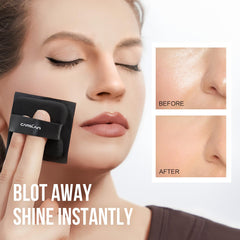 CARSLAN setting-powder-application blotting sheets deliver natural matte finish.