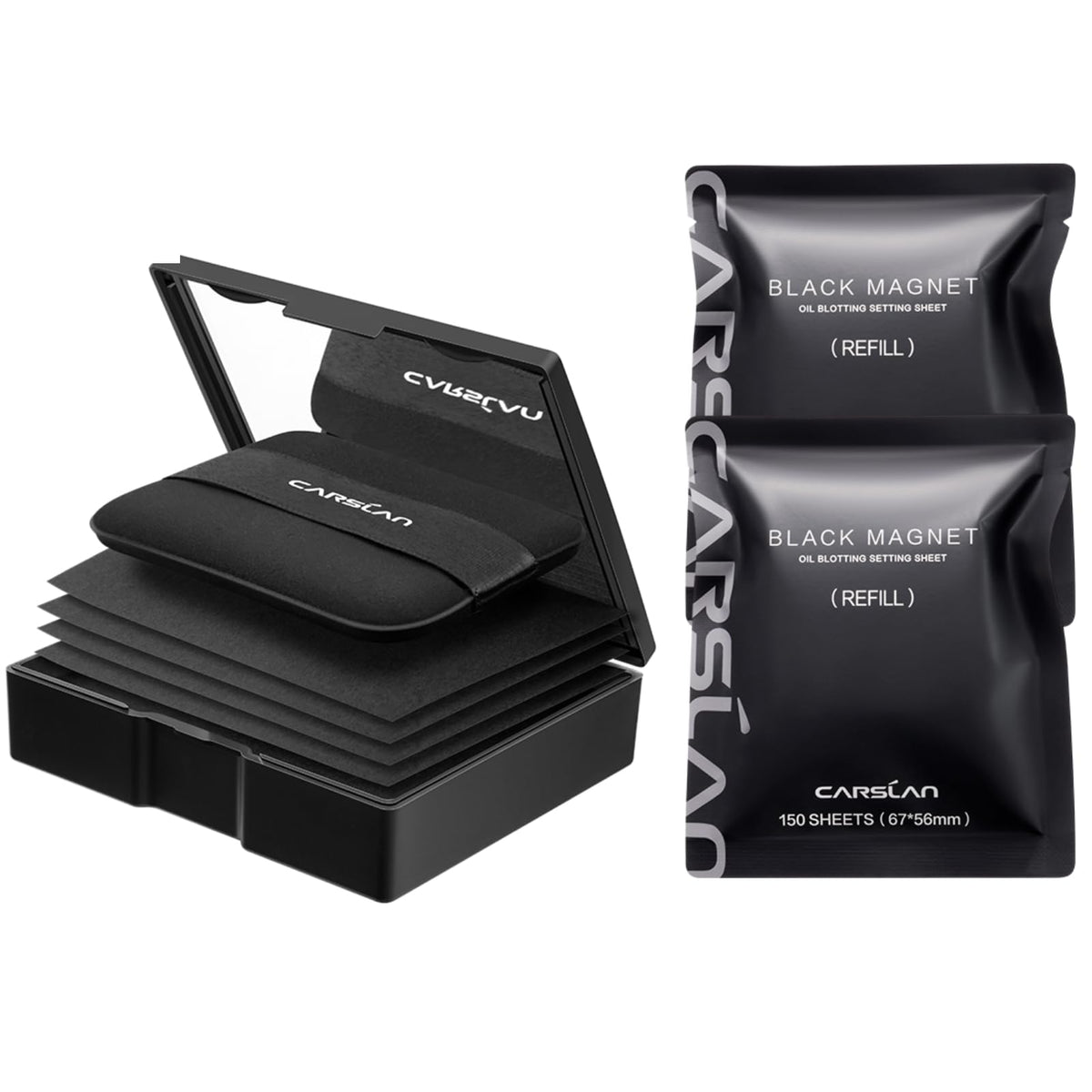 CARSLAN makeup blotting paper in compact with setting powder for quick touch-ups