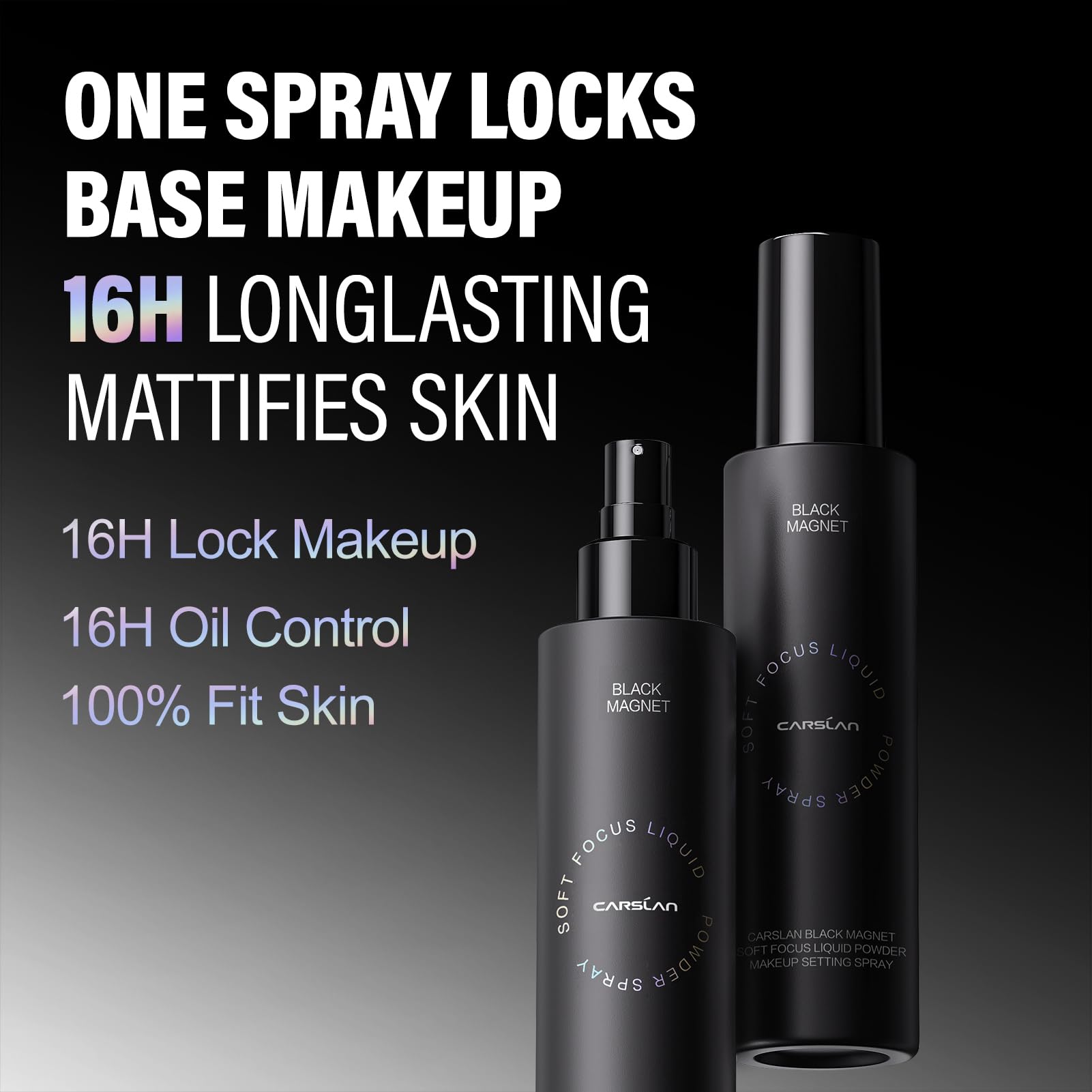 CARSLAN matte oil-control spray application—weightless finish on skin