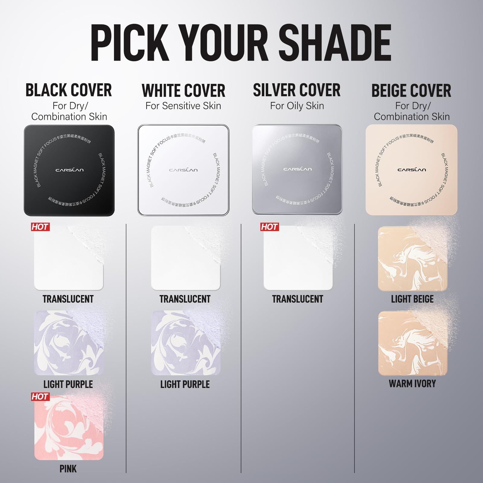 CARSLAN retouch-on-the-go-compact fits in bags for quick touch-ups.