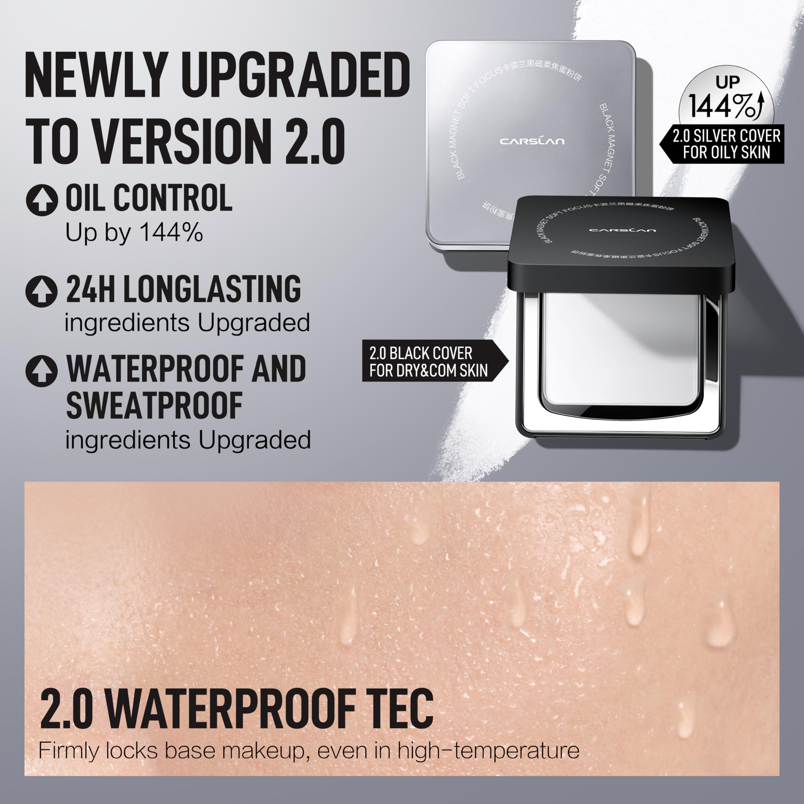 CARSLAN waterproof-sweatproof-setting-powder seals makeup during workouts.