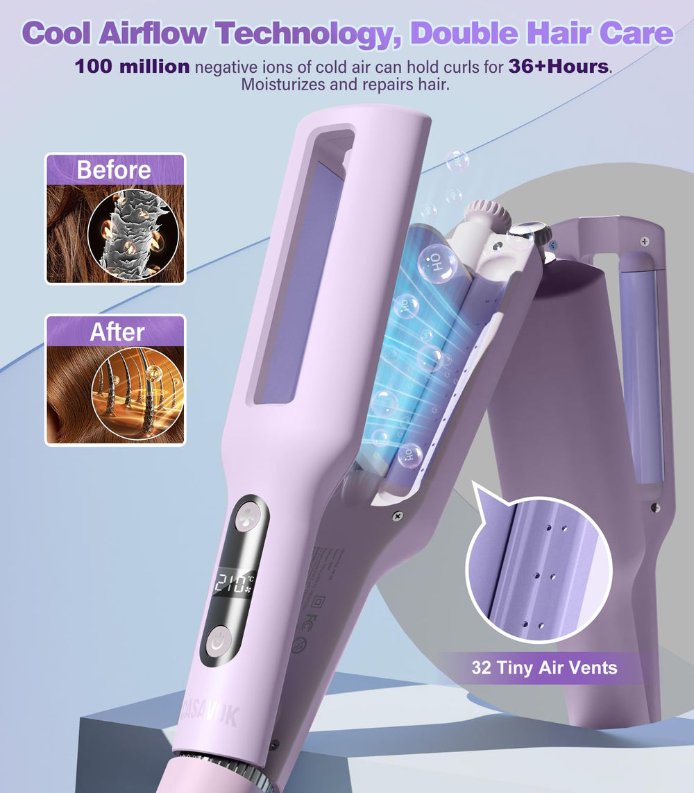 Casavok cool airflow curling iron delivers gentle, even heat for curls.
