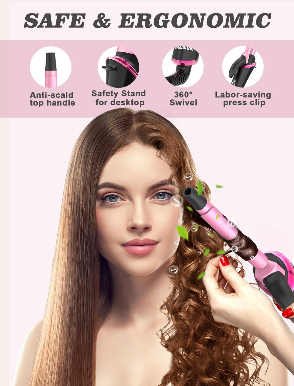 Casavok Mini Curling Iron includes UK/EU adapters for international trips