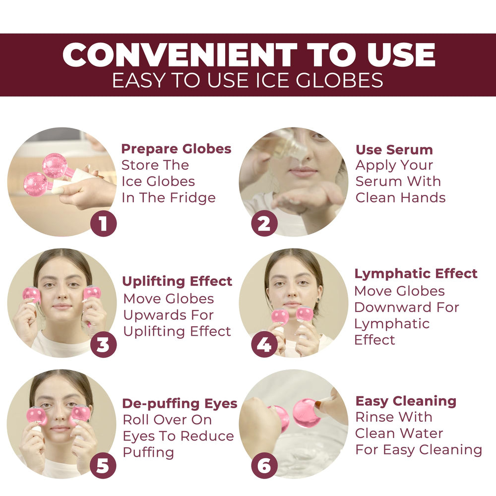 Castal Blue Ice Globes rolling motion demonstrates targeted cheek and jaw massage for smoother texture.
