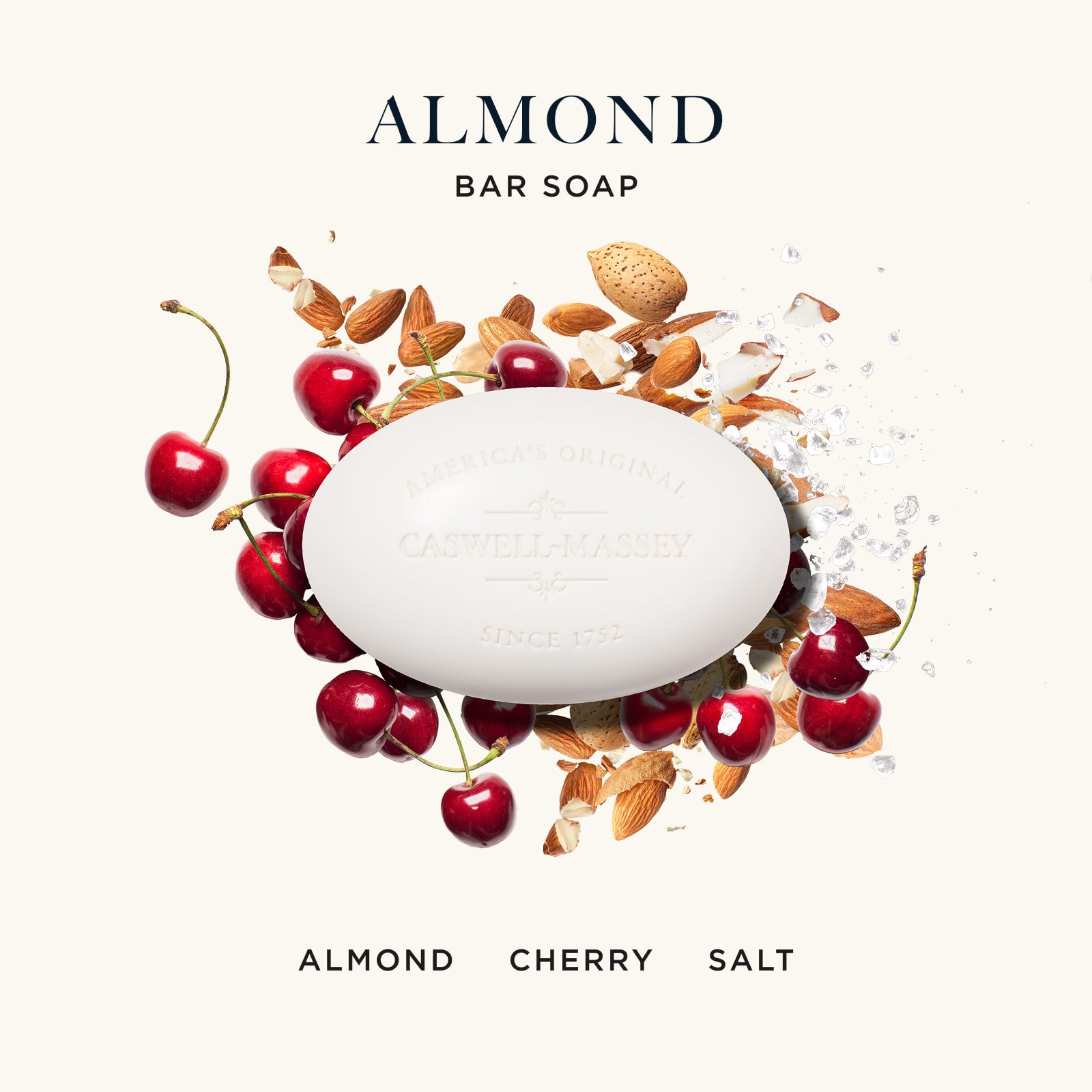 Caswell-Massey Almond Bar Soap cruelty-free label signals ethical skincare choice.