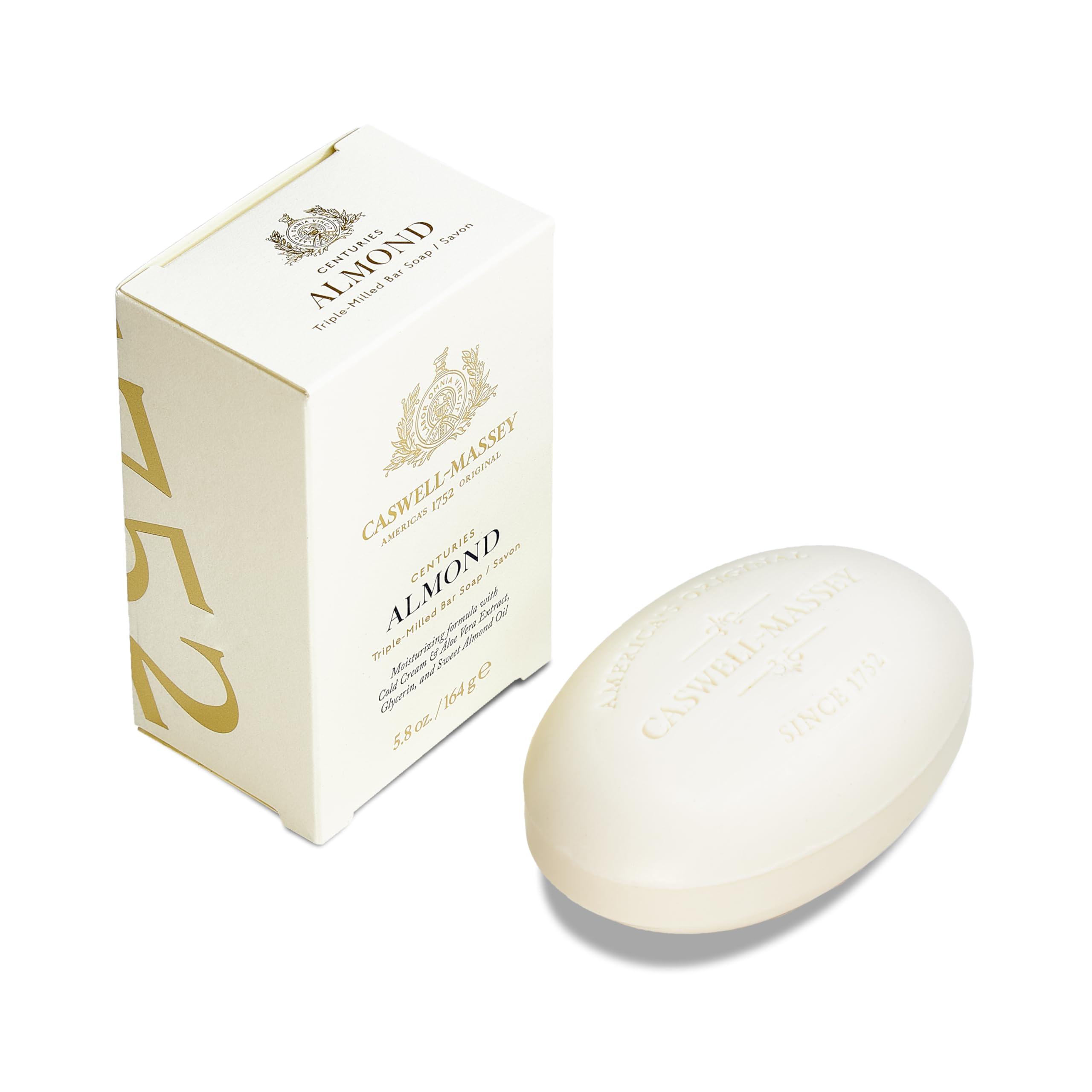 Caswell-Massey Almond Bar Soap packaging gift-ready presentation for gifting.