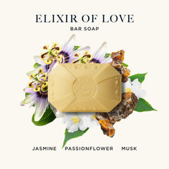 Caswell-Massey Elixir of Love soap with Egyptian musk-note enhances an inviting bath ritual.