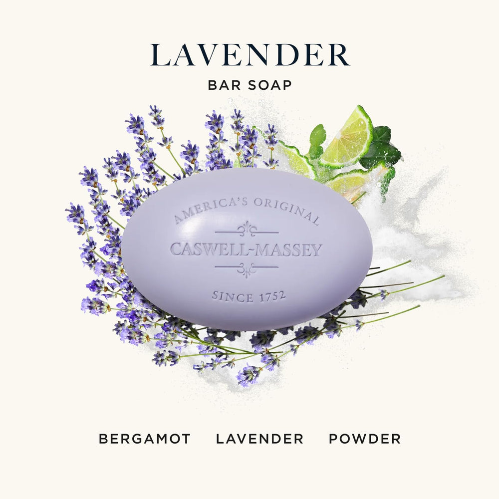 Caswell-Massey Lavender Bar Soap lather forming rich cream on skin for hydration.